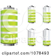 Poster, Art Print Of 3d Silver And Green Batteries At Different Charge Levels