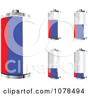 Poster, Art Print Of 3d Russian Flag Batteries At Different Charge Levels