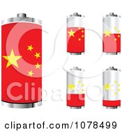 Poster, Art Print Of 3d Chinese Flag Batteries At Different Charge Levels