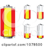 Poster, Art Print Of 3d Spanish Flag Batteries At Different Charge Levels