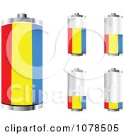 Poster, Art Print Of 3d Romanian Flag Batteries At Different Charge Levels
