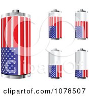 Poster, Art Print Of 3d American Flag Batteries At Different Charge Levels