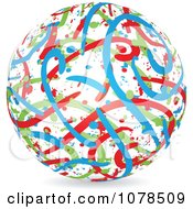 Poster, Art Print Of Sphere Of Green Red And Blue Dots And Lines