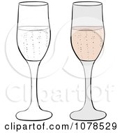 Clipart Colored And Outlined Champagne Glasses Royalty Free Vector Illustration