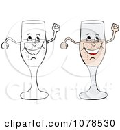 Poster, Art Print Of Colored And Outlined Happy Champagne Glasses