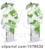 Clipart 3d Man And Woman With Box Heads And Maps Royalty Free Vector Illustration
