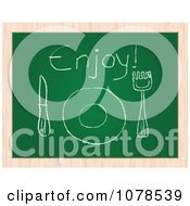 Poster, Art Print Of Plate And Enjoy Drawing On A Chalk Board