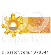 Poster, Art Print Of Starry Sunset Icon On A Scratched Orange Website Banner