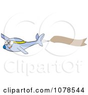 Clipart Blue Airplane With A Blank Message Banner Royalty Free Vector Illustration