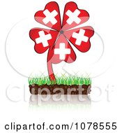 Clipart Red Medical Help Cross Clover Royalty Free Vector Illustration