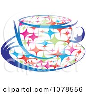 Clipart Colorful Starry Coffee Cup And Saucer Royalty Free Vector Illustration by Andrei Marincas