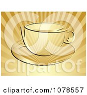 Clipart Golden Ray Coffee Cup And Saucer Royalty Free Vector Illustration