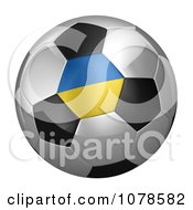 Poster, Art Print Of 3d Ukraine Flag On A Traditional Soccer Ball