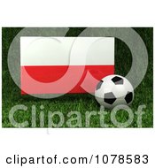 3d Soccer Ball And Poland Flag On Grass