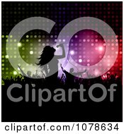 Clipart Silhouetted Female Singer And Concert Fans Over Colorful Lights Royalty Free Vector Illustration by KJ Pargeter