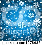 Poster, Art Print Of Winter Or Christmas Background Of Snowflakes And Stars On Blue