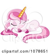 Clipart Cute Pink Unicorn Sleeping Royalty Free Vector Illustration