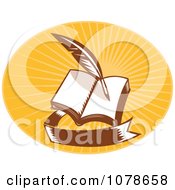 Clipart Retro Writing Quill And Book Logo Royalty Free Vector Illustration