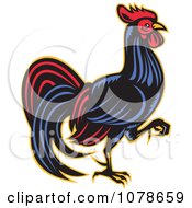 Clipart Retro Walking Rooster Logo Royalty Free Vector Illustration