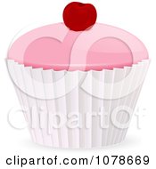 Poster, Art Print Of 3d Iced Cupcake With A Cherry On Top