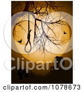 Poster, Art Print Of Noose In A Bare Tree Against A Full Moon With Ruins And Bats