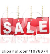 3d Red Hanging Sale Signs Over A Reflection