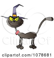 Clipart Halloween Cat Wearing A Witch Hat Royalty Free Vector Illustration by Hit Toon