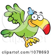 Poster, Art Print Of Flying Green Parrot