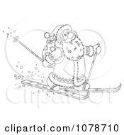 Poster, Art Print Of Outlined Santa Skiing Through The Snow