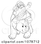 Poster, Art Print Of Outlined Santa Riding On A Bear