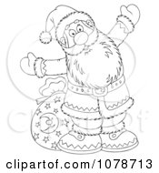 Poster, Art Print Of Outlined Santa By A Bag