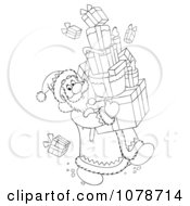 Poster, Art Print Of Outlined Santa Carrying Gift Boxes