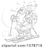 Poster, Art Print Of Outlined Santa Skiing