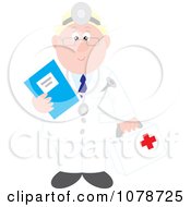Clipart Surgeon Doctor Holding A First Aid Kit And Book Royalty Free Vector Illustration by Alex Bannykh