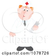 Clipart Doctor Holding A Vaccine Syringe Royalty Free Vector Illustration by Alex Bannykh