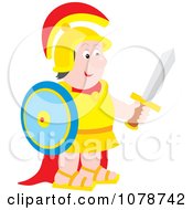 Poster, Art Print Of Soldier Holding A Shield And Sword