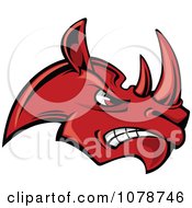 Clipart Mad Red Rhino Face Logo Royalty Free Vector Illustration
