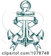 Poster, Art Print Of Teal Nautical Anchor And Banner Logo 3