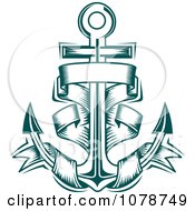 Poster, Art Print Of Teal Nautical Anchor And Banner Logo 4