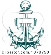Poster, Art Print Of Teal Nautical Anchor And Banner Logo 1