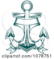 Clipart Teal Nautical Anchor And Banner Logo 2 Royalty Free Vector Illustration