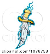 Clipart Dagger With Barbed Wire And Blue Flames Royalty Free Vector Illustration