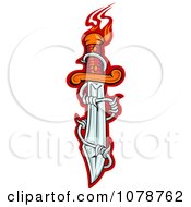 Poster, Art Print Of Dagger With Barbed Wire And Red Flames