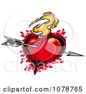 Poster, Art Print Of Bloody Flaming Heart Hit With Cupids Arrow 1