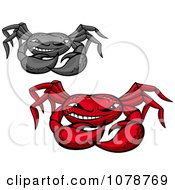 Clipart Grinning Gray And Red Crabs Royalty Free Vector Illustration
