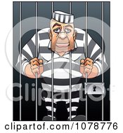Clipart Prisoner Resting His Head Between Jail Cell Bars Royalty Free Vector Illustration