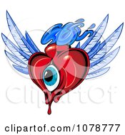 Clipart Winged Heart With A Blue Eye Royalty Free Vector Illustration