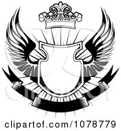 Poster, Art Print Of Black And White Crown Above A Winged Shield And Banner