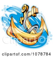 Poster, Art Print Of Golden Anchor Splashing Into Water