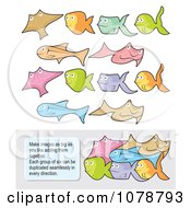 Poster, Art Print Of Set Of Colorful Fish Which Fit Together And Instructions